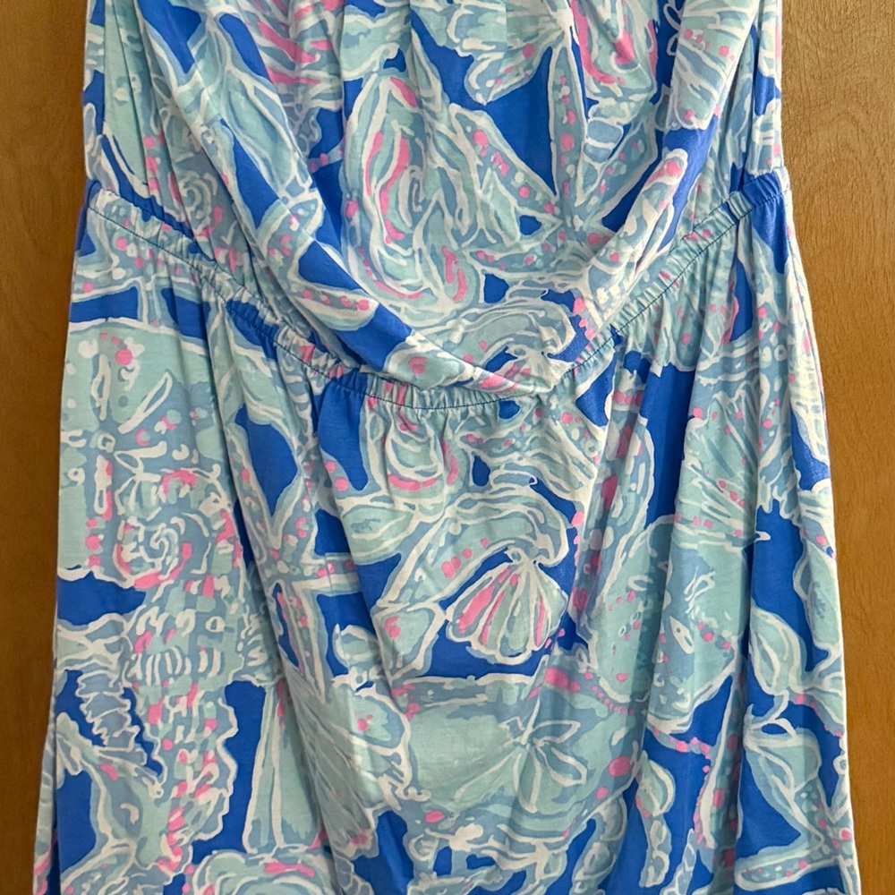 Lilly Pulitzer Strapless Dress in Blue and Pink